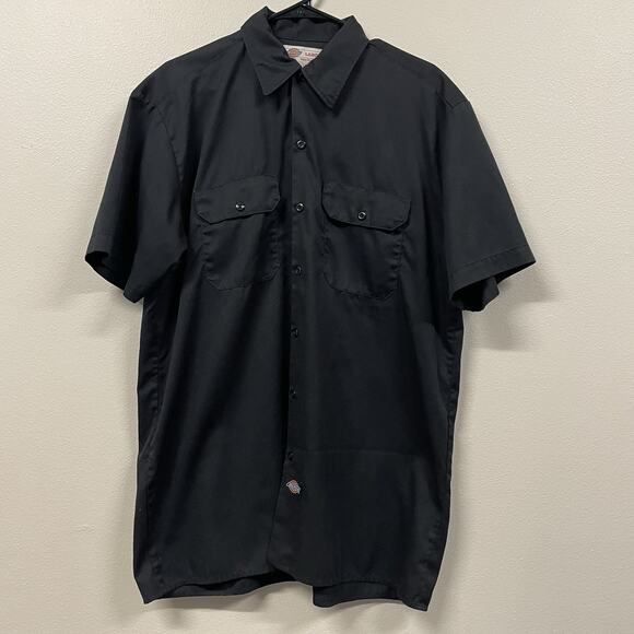 Vintage Dickies Button Up Work Shirt Black Men’s Size Large Workwear - Picture 1 of 8